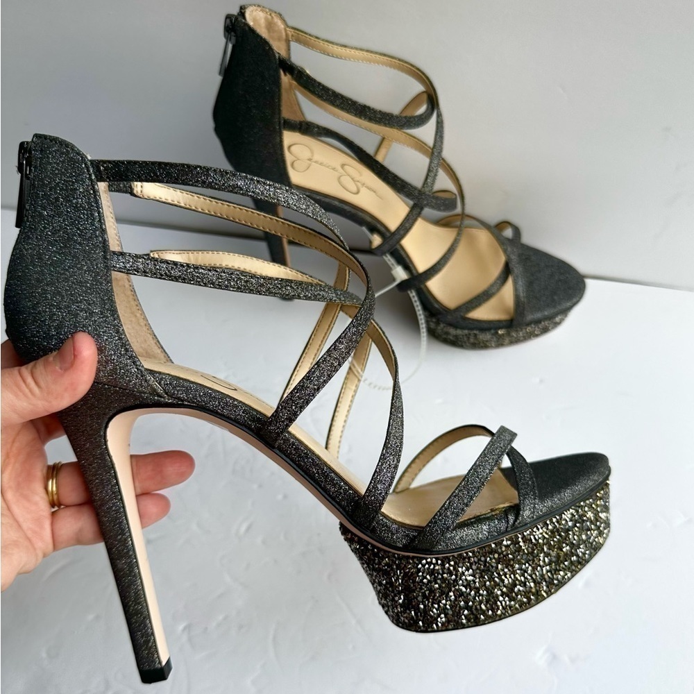 Jessica Simpson Araya 2 Glitter Strappy Platform